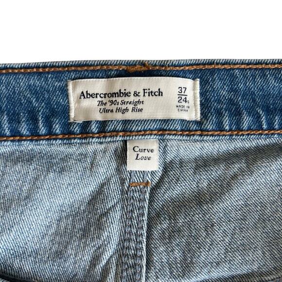 Abercrombie & Fitch Curve Love 90s Straight Ultra High Rise Jeans Size 24 Short - Picture 3 of 7